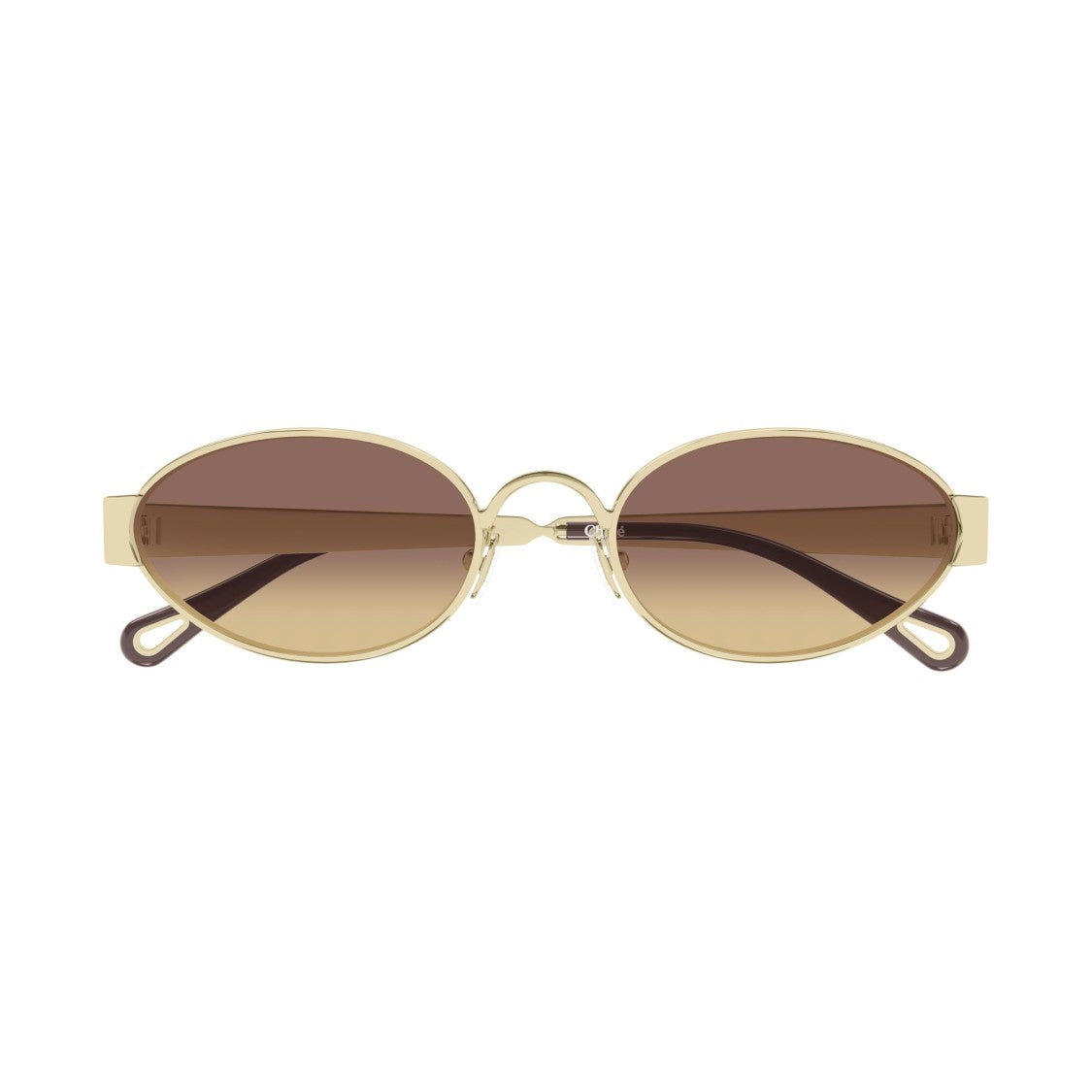 Chloé Oval Gold-Finish Sunglasses With Gradient Lenses