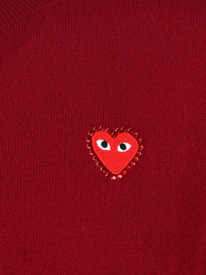 Comme Des Garçons Logo Cardigan Red