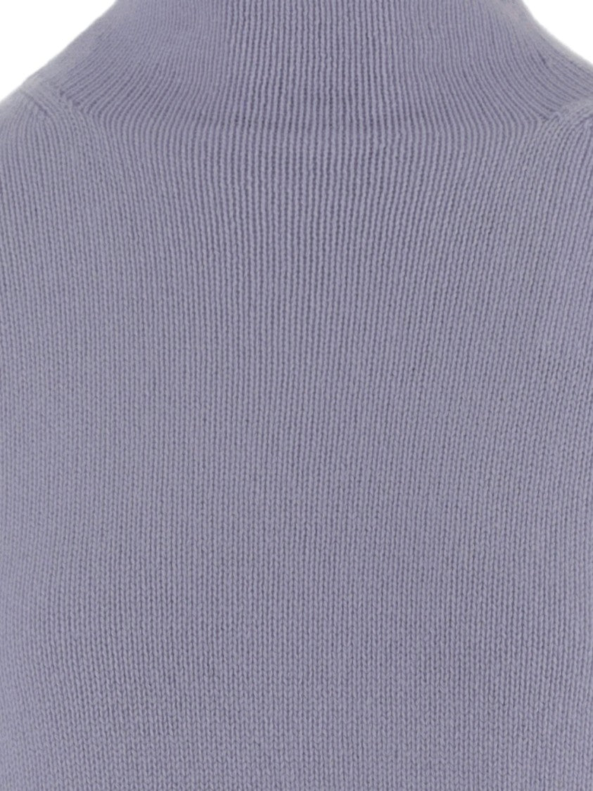 Allude Lilac Patterned Knit Turtleneck Cashmere Sweater