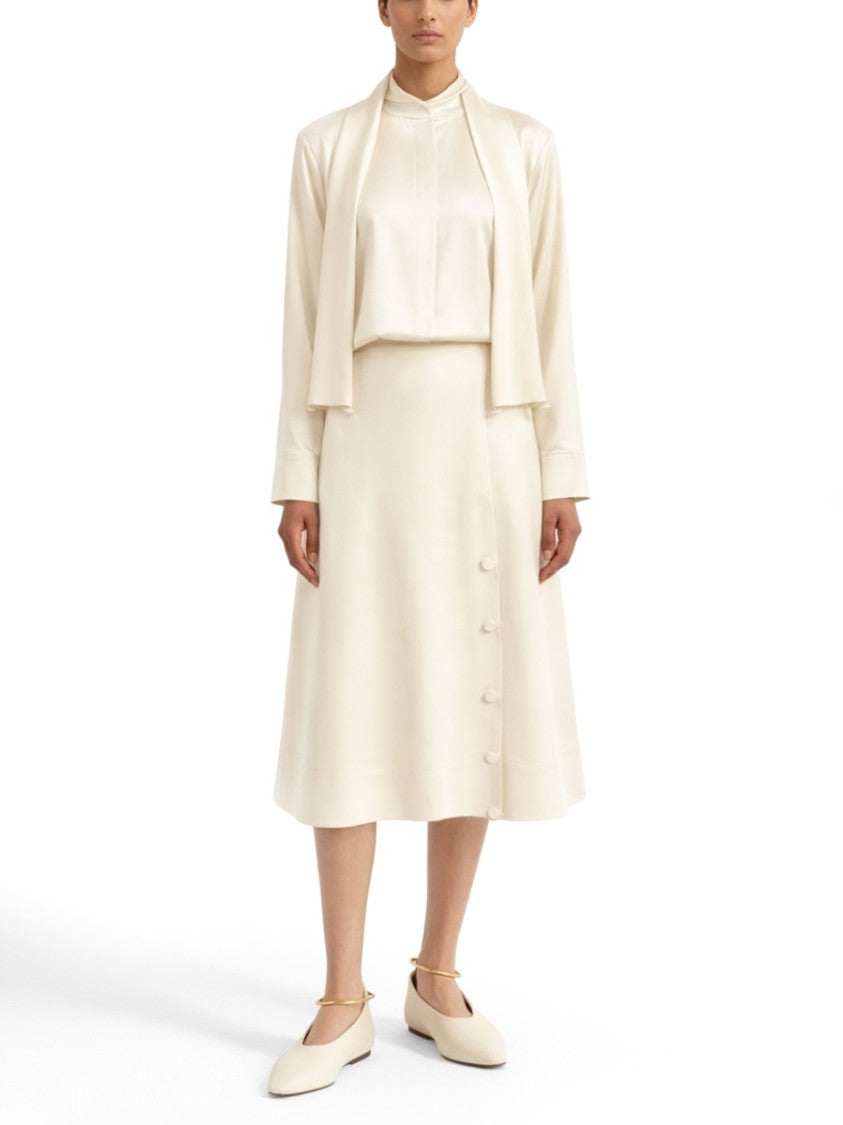 Jil Sander Satin Finish A-Line Buttons Midi Skirt