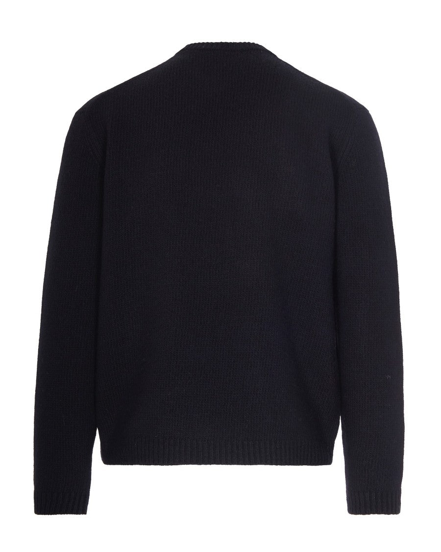 Maison Kitsuné Black Jacquard Fox Design Sweater