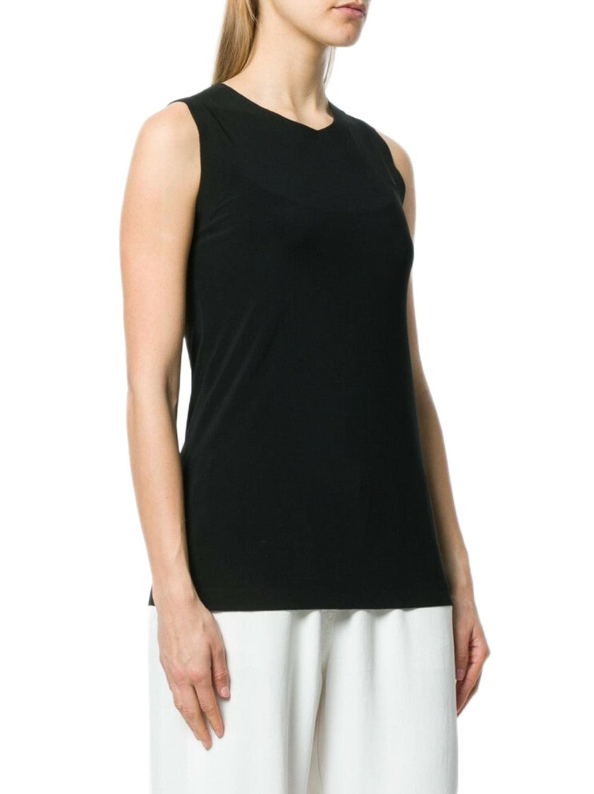 Norma Kamali Sleeveless Jersey Top With Boat Neckline And Straight Hem