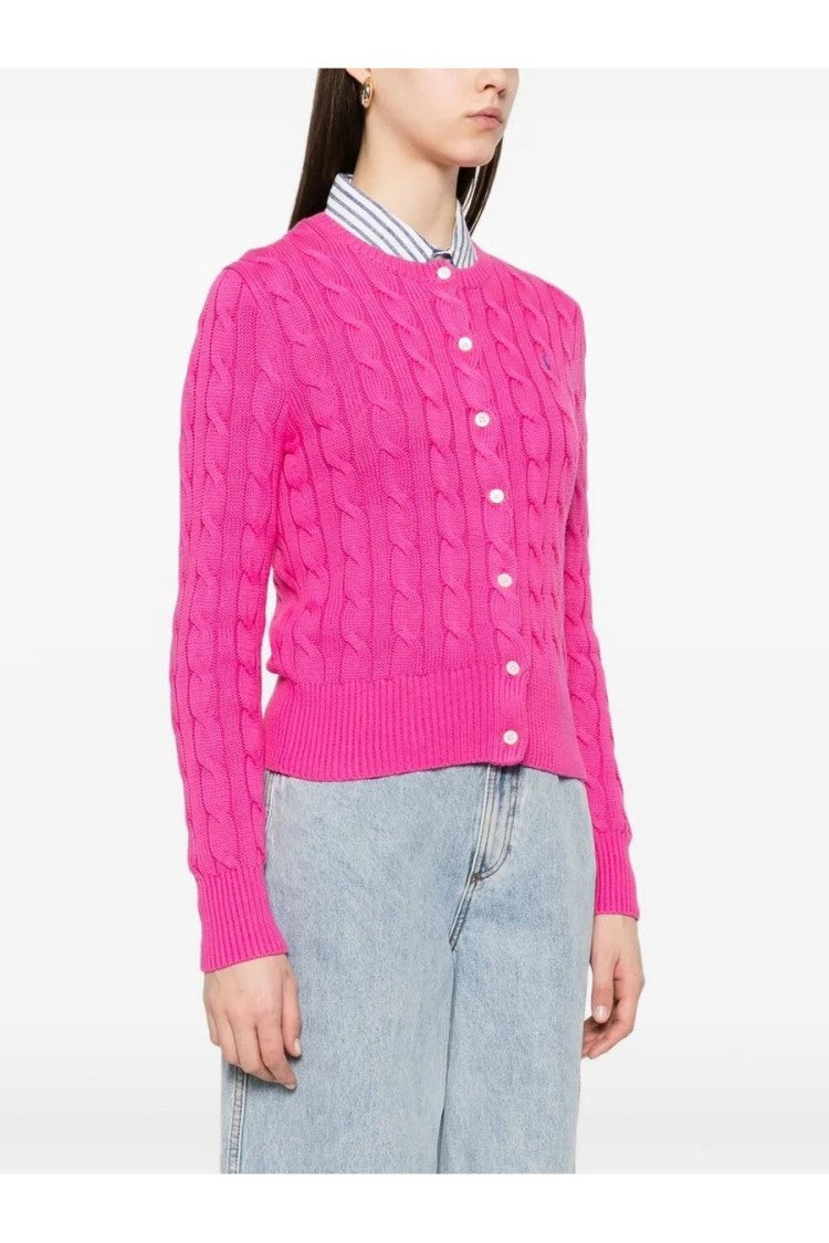 Polo Ralph Lauren Pink Cotton Cable-Knit Cardigan