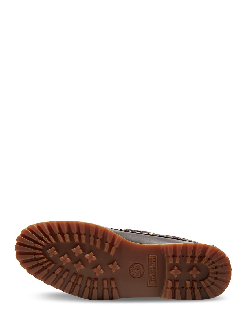 Timberland Brown Leather Boat Shoes With Rugged Rubber Sole