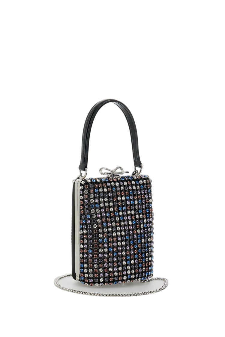 Self-Portrait Mini Handbag With Multi-Colored Crystal Surface And Bow Closure