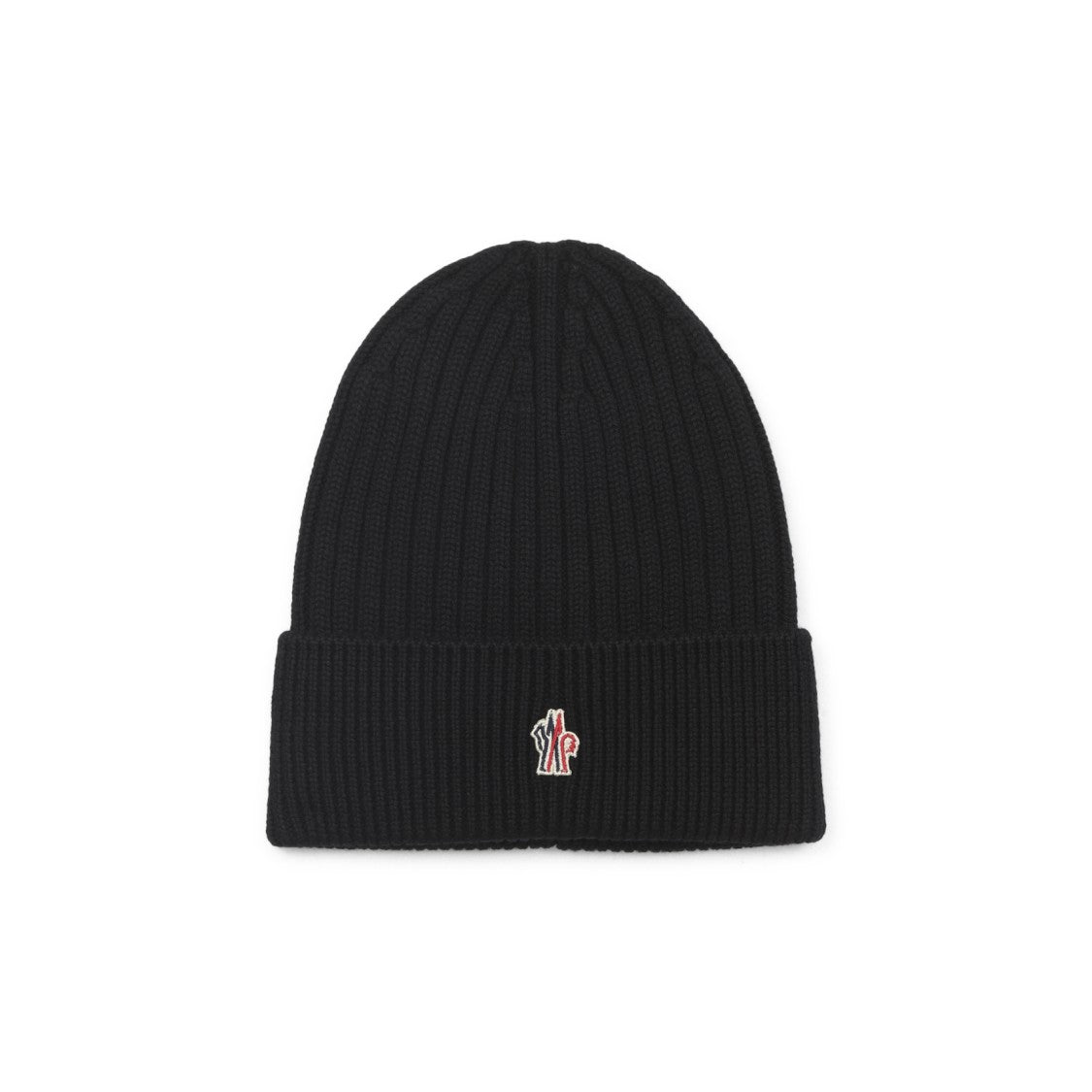 Moncler Grenoble Ribbed Knit Hat With Folded Cuff And Logo Detail