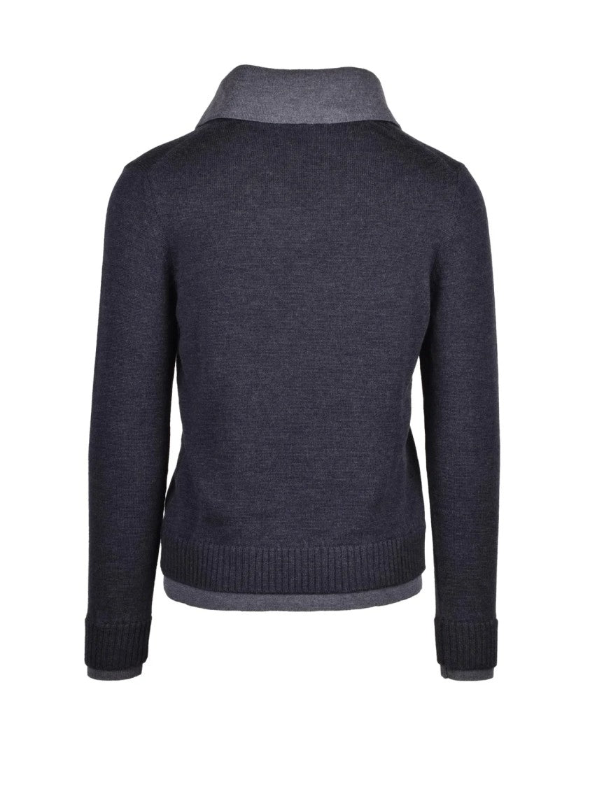 Alpha Studio V-Neck Long Sleeve Knit Sweater With Ribbed Cuffs