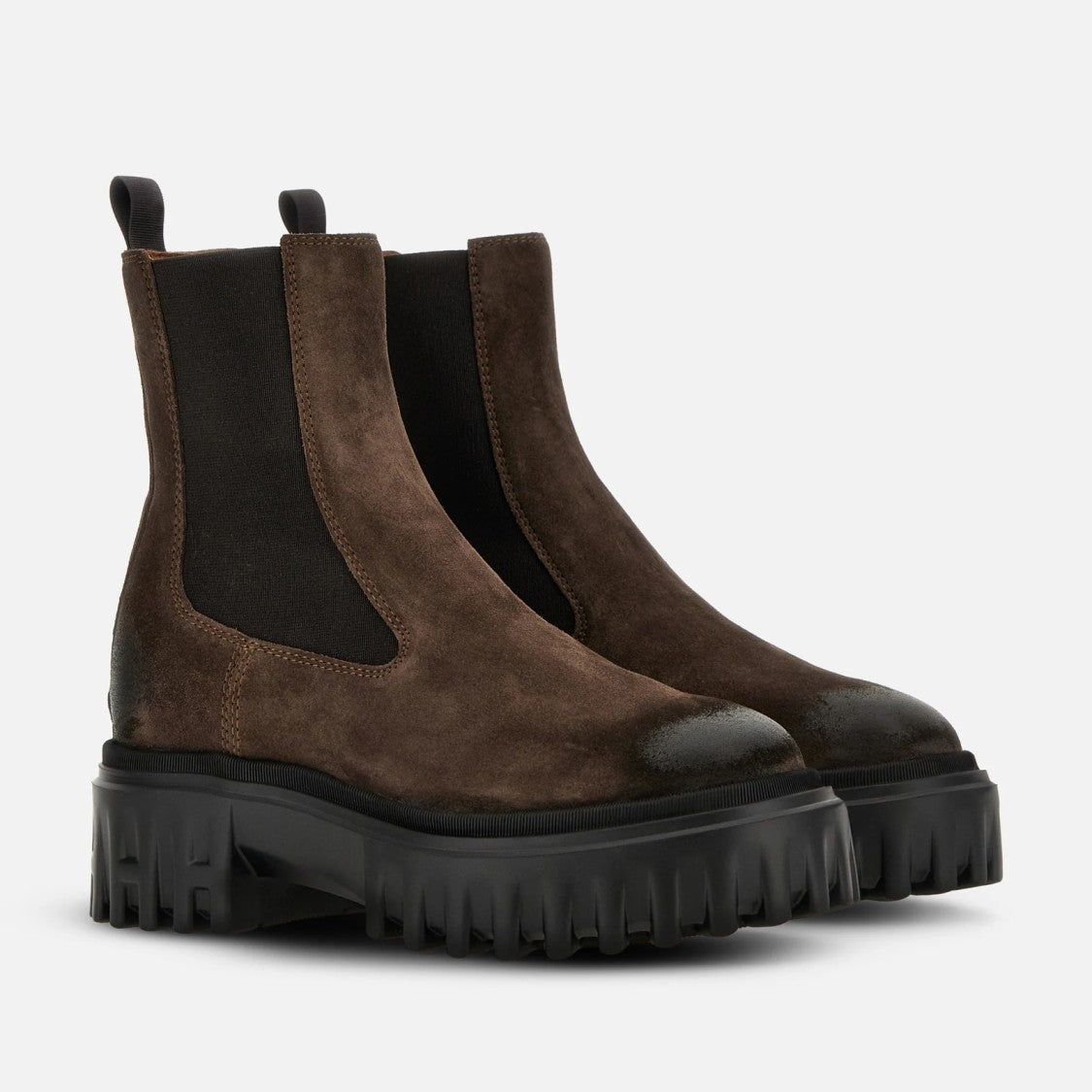 Hogan Dark Brown Suede Chunky Chelsea Boots