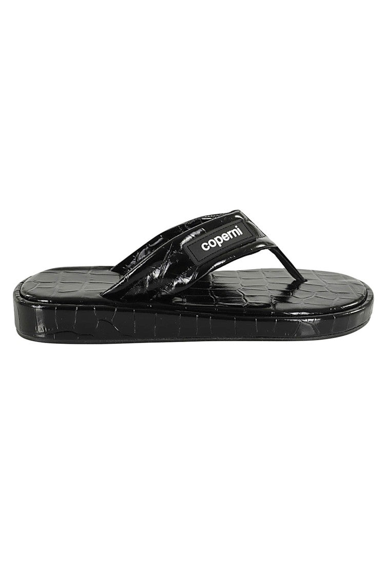 Coperni Black Croco-Embossed Slides