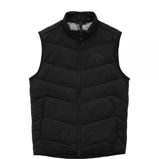 Callaway Quilted Black Vest With High Collar And Chevron Design