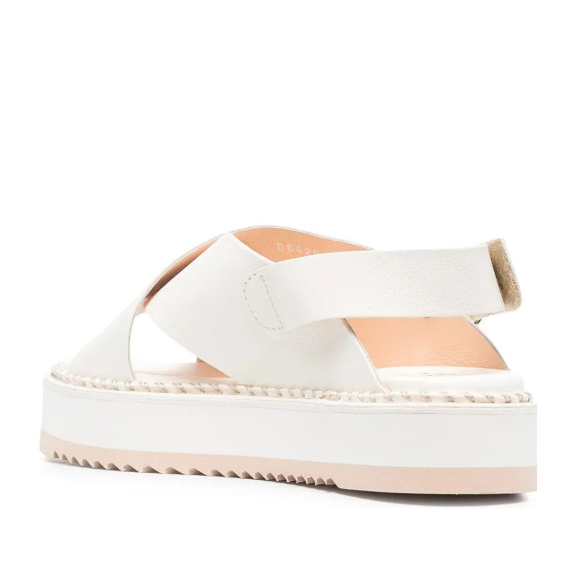 Agl White Marta Leather Braided Trim Sandals