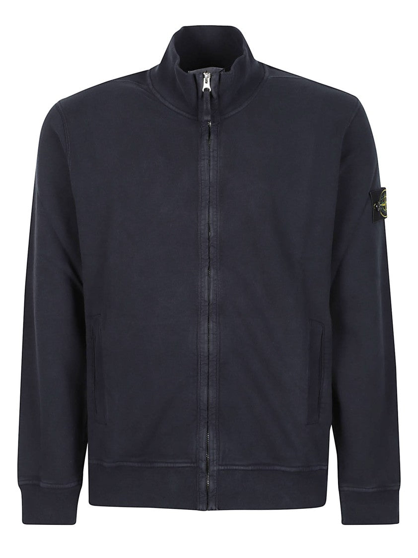 Stone Island Full-Zip High Collar Cotton Sweatshirt