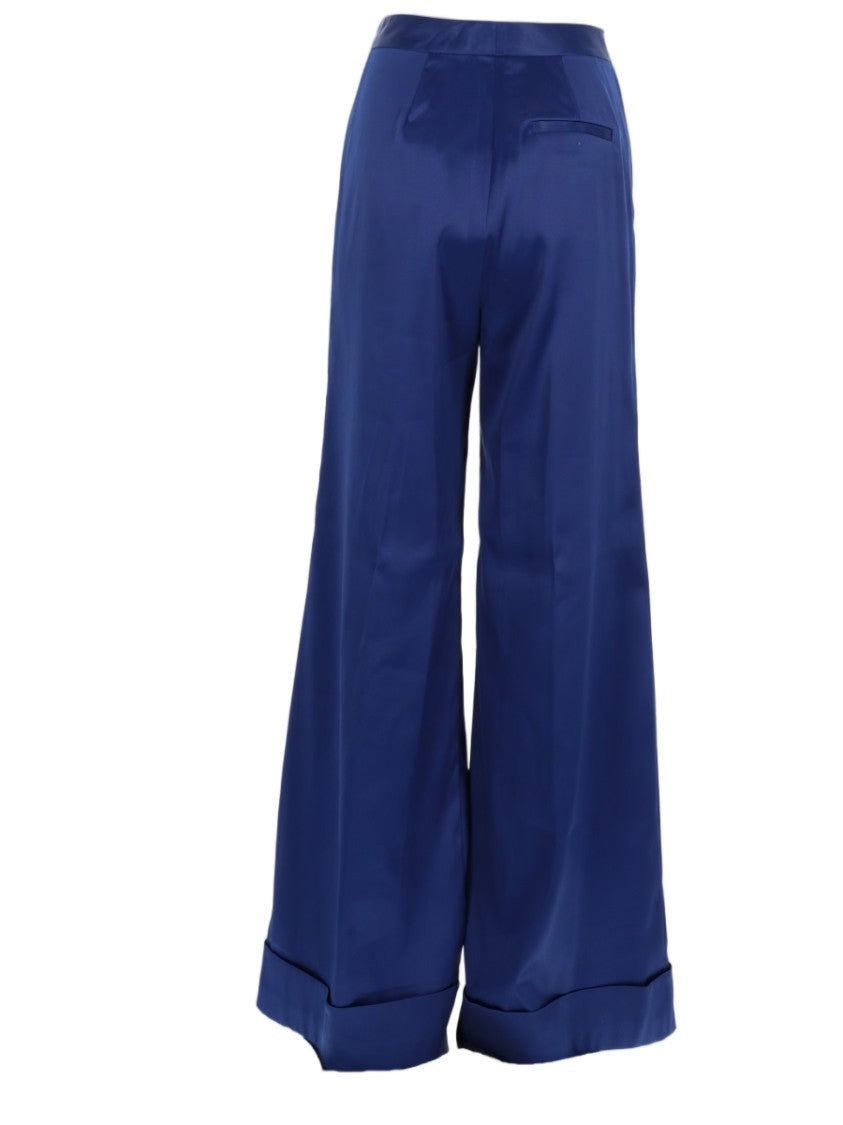 Self-Portrait Wide-Leg Trousers With High Waist And Cuffed Hem