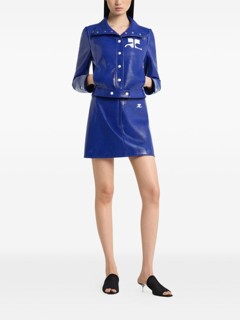 Courrèges Glossy Blue Patent Mini Skirt