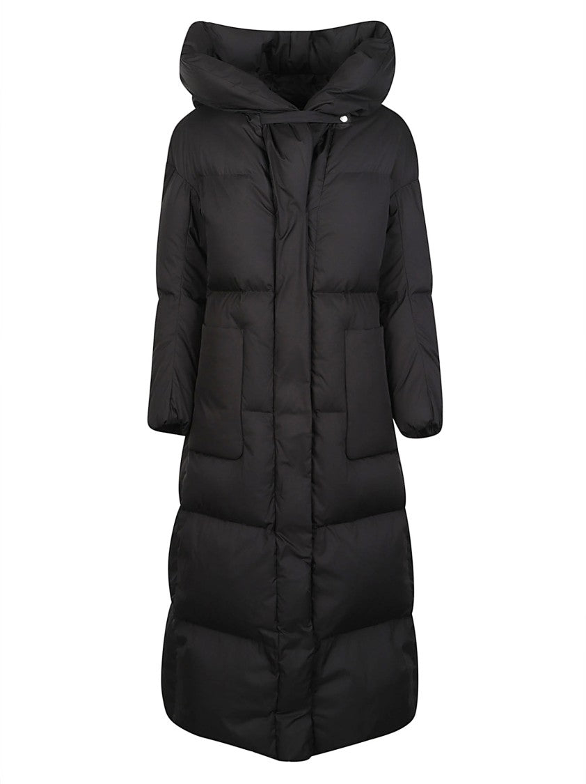 Add Padded Black Polyester Hooded Down Coat