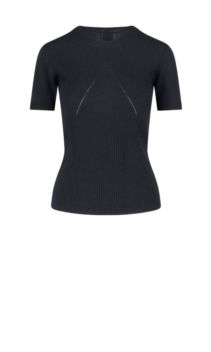 Wolford Fitted Short-Sleeved Sweater With Geometric Ribbed Texture