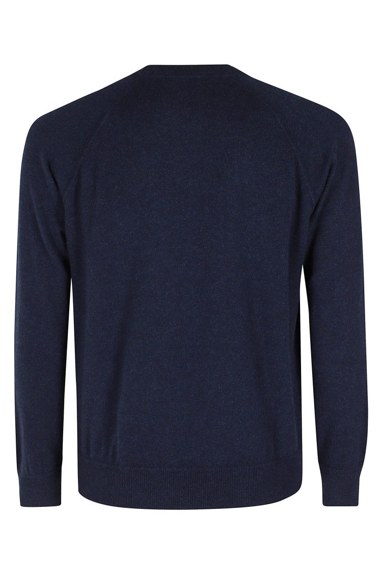 Gran Sasso Navy Raglan Sleeve Crewneck Cashmere Sweater