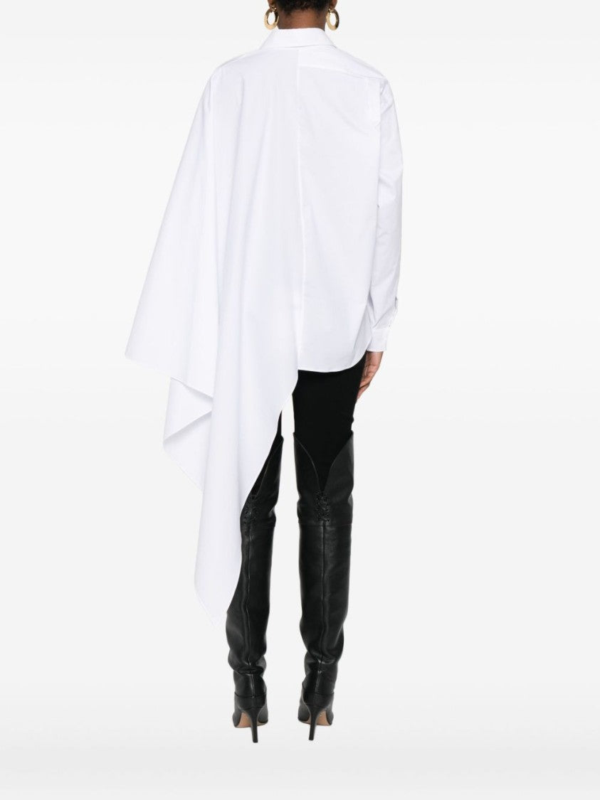 Moschino Asymmetric White Cotton Blend Top