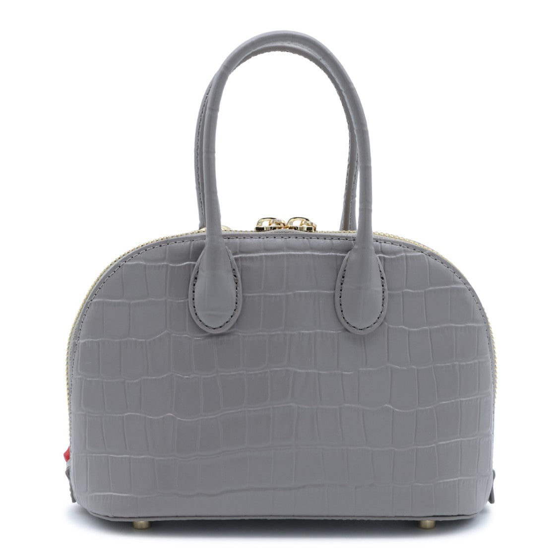 Self-Portrait Grey Croc-Embossed Leather Mini Bag