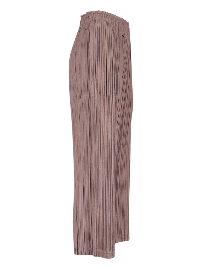 Pleats Please Brown Pleated Trousers With Tailored Silhouette