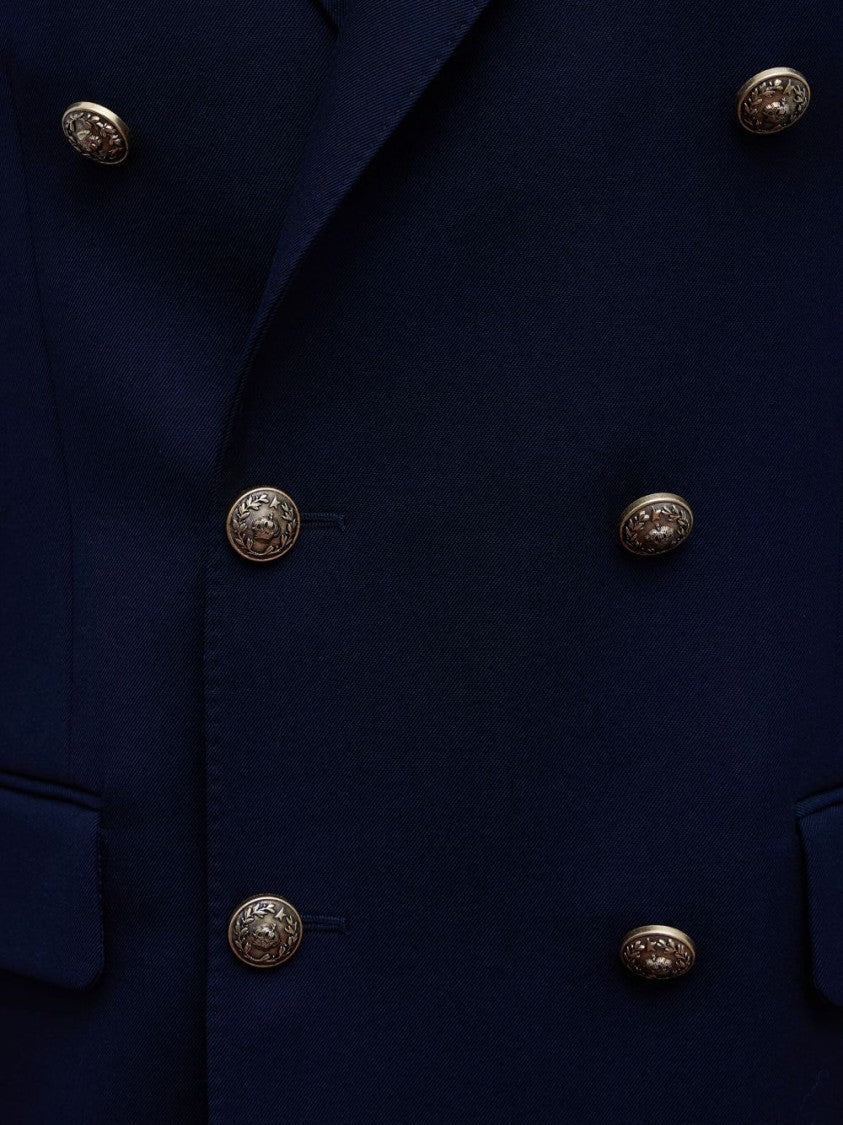Golden Goose Navy Blue Peak Lapels Wool Blazer
