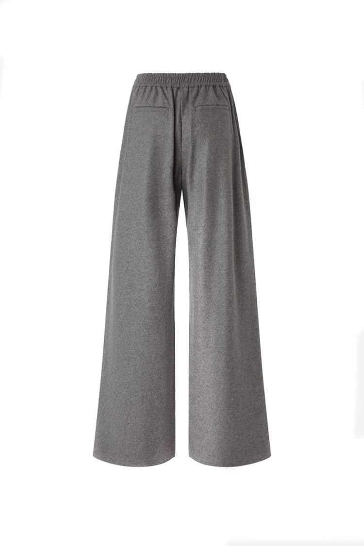 Pinko Grey Elasticated Waist Melange Polyester-Blend Wide-Leg Pants