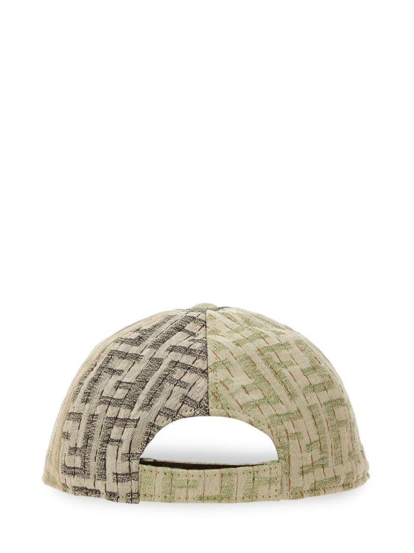 Fendi Patchwork Design Baseball Hat With Logo