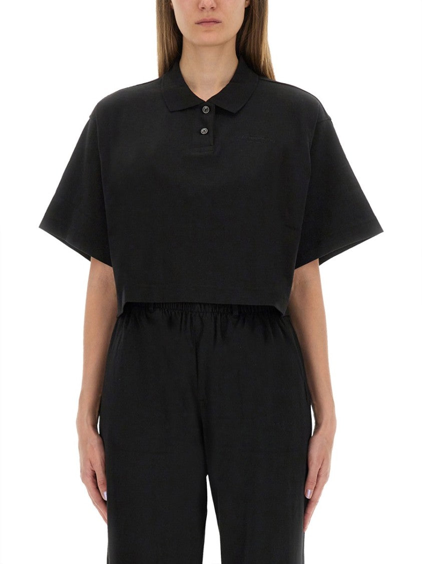Alexander Wang Cropped Jersey Polo Shirt