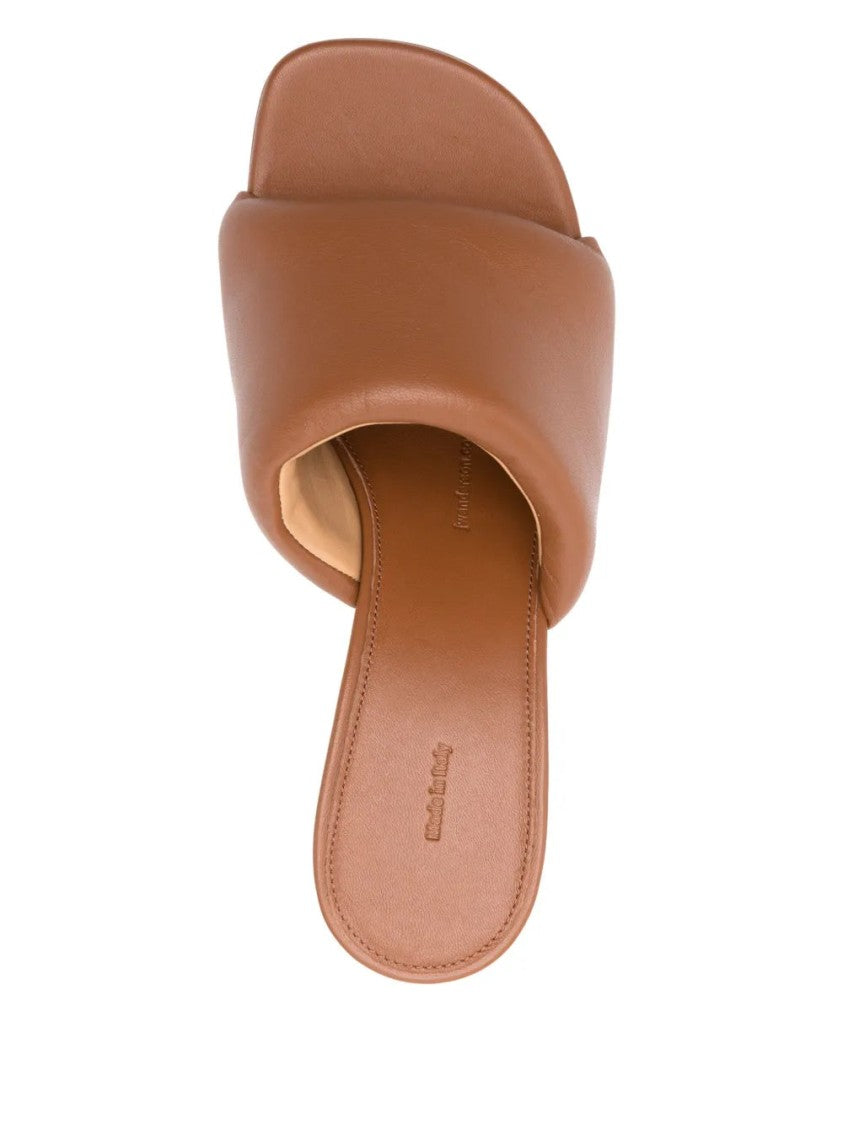 J. W. Anderson Chestnut Brown 80Mm Chain-Heel Leather Mules