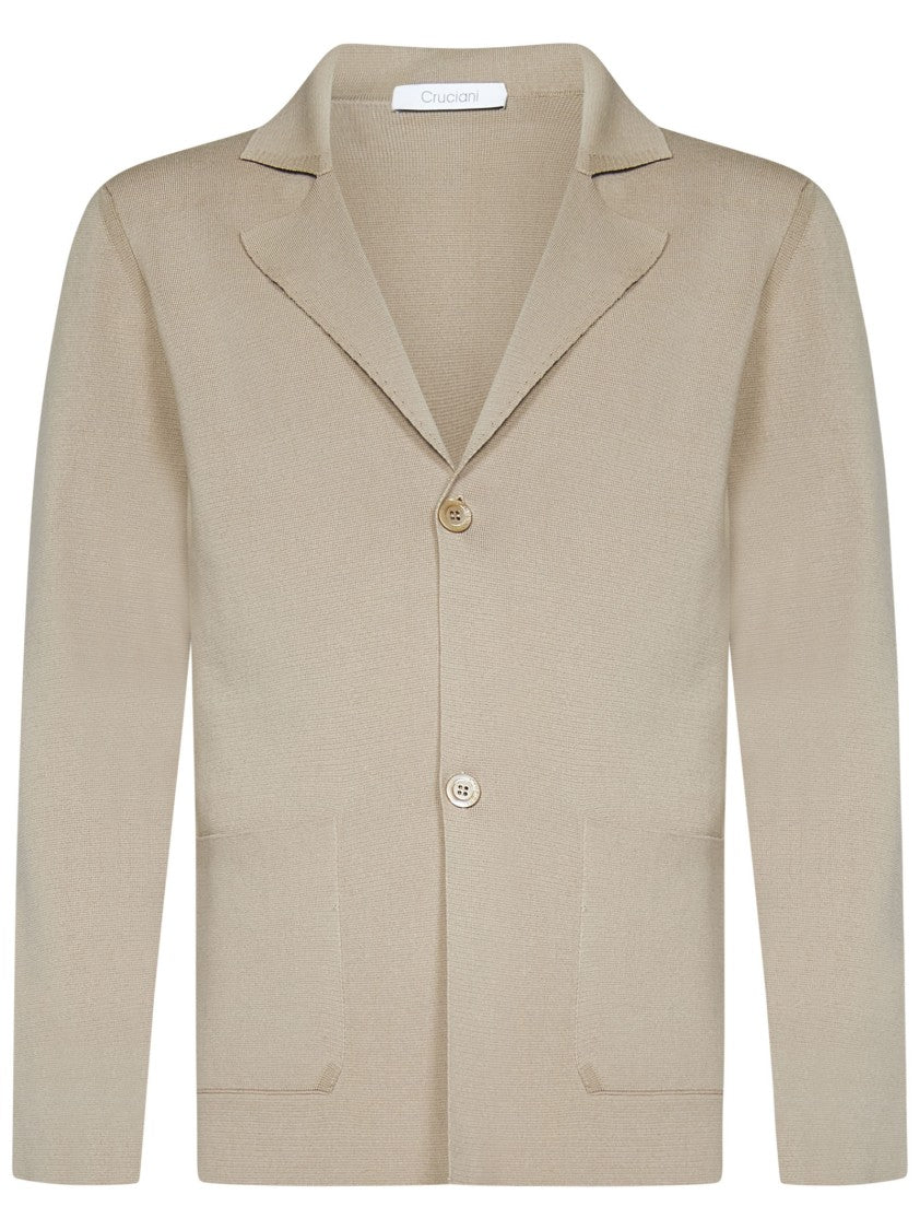 Cruciani Sand-Colored Single-Breasted Blazer With Notched Lapels