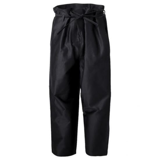 Kaptain Sunshine High-Waisted Black Straight Pants With Unique Tie Belt