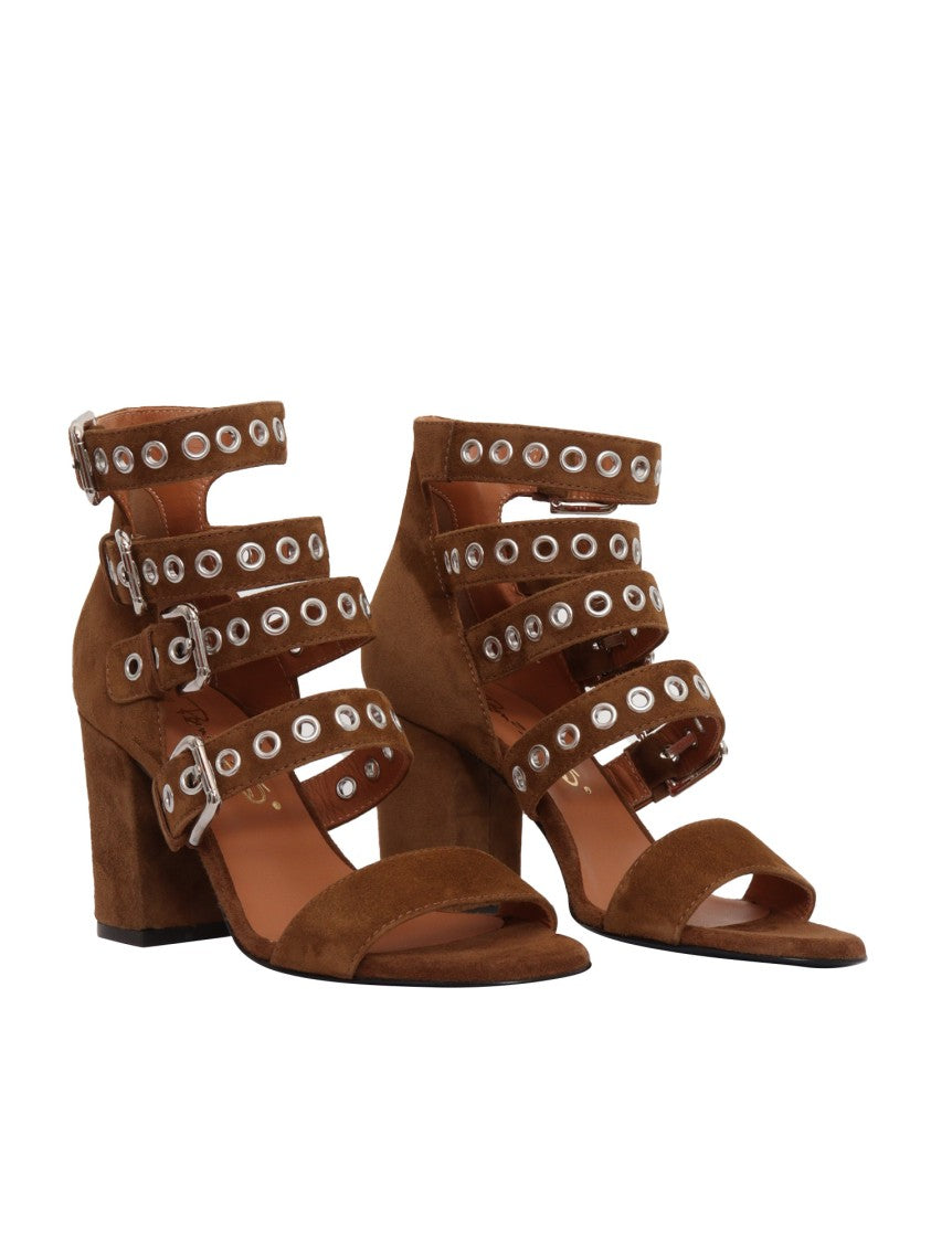 Via Roma 15 Sandal With Four Straps And Block Heel
