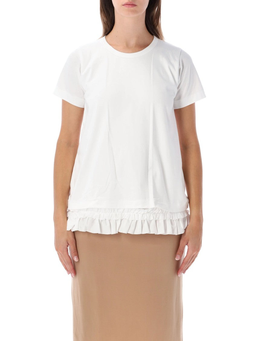Comme Des Garçons Relaxed Ruffle-Hem Short-Sleeve Cotton T-Shirt
