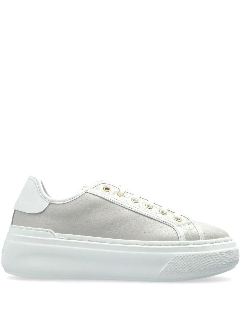 Furla Beige Textured Leather Platform Sneakers