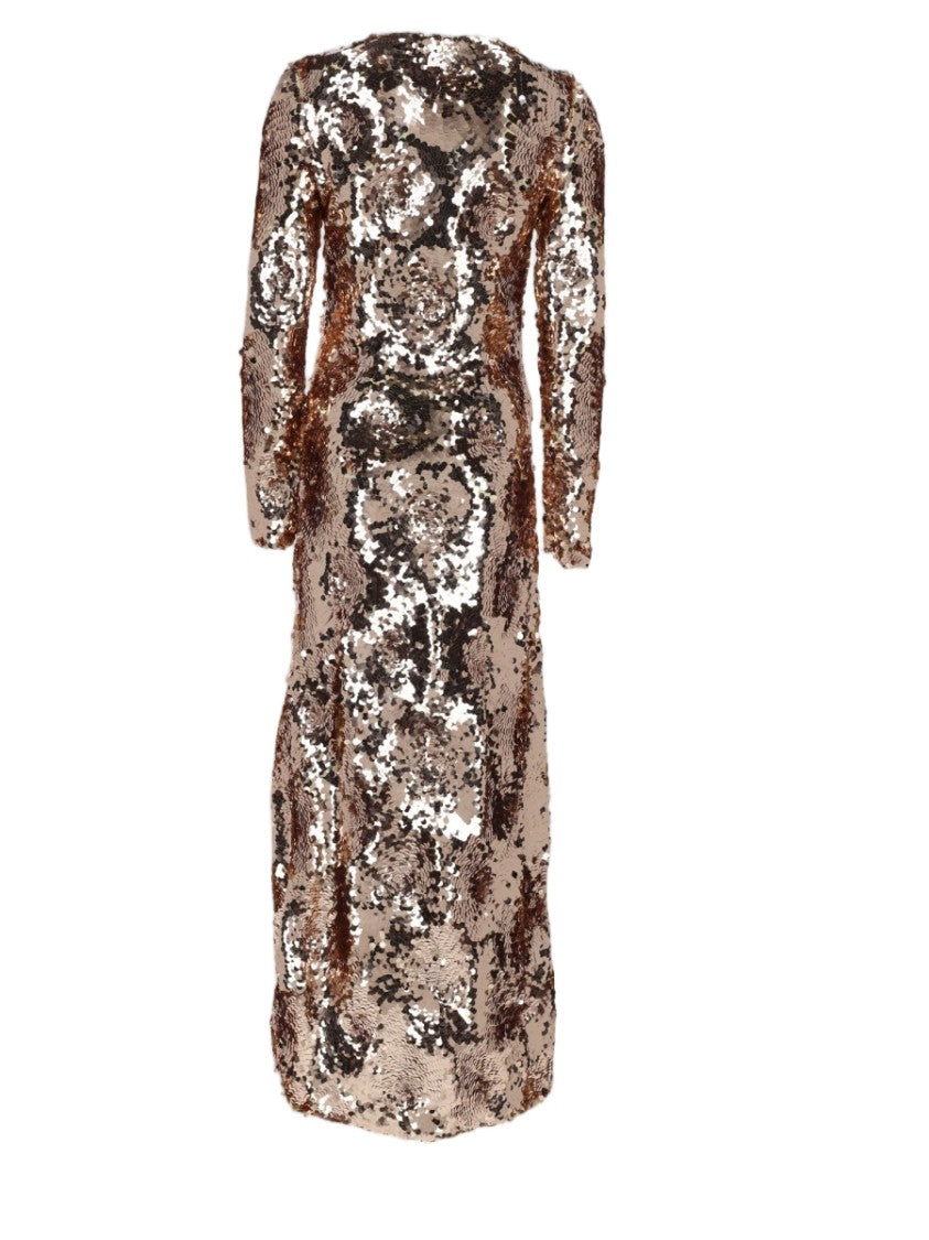 Rabanne Gold Sequin Tailored-Fit Polyester Maxi Dress