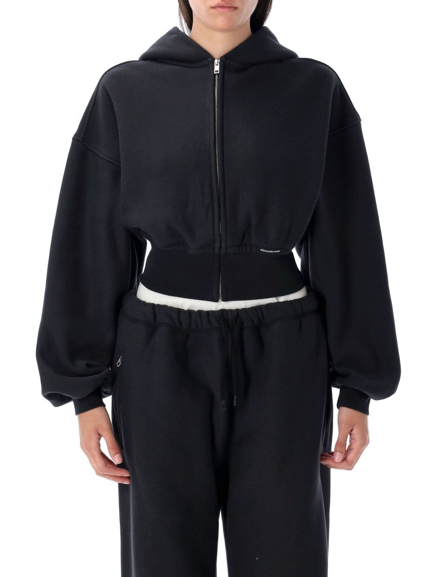 T By Alexander Wang Cropped Zip-Up Hoodie