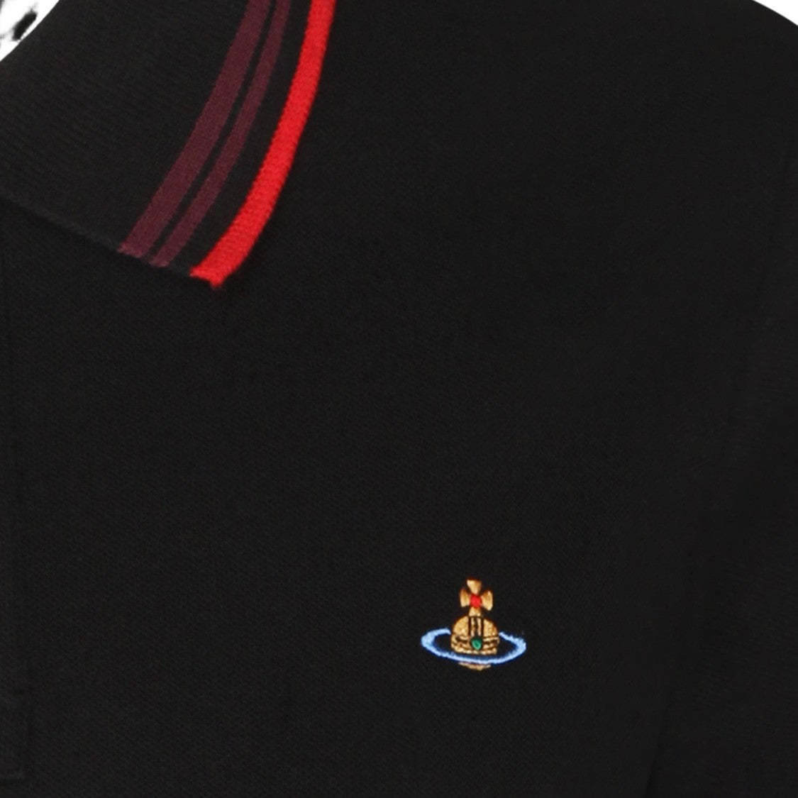Vivienne Westwood Cropped Black Polo Shirt With Striped Collar