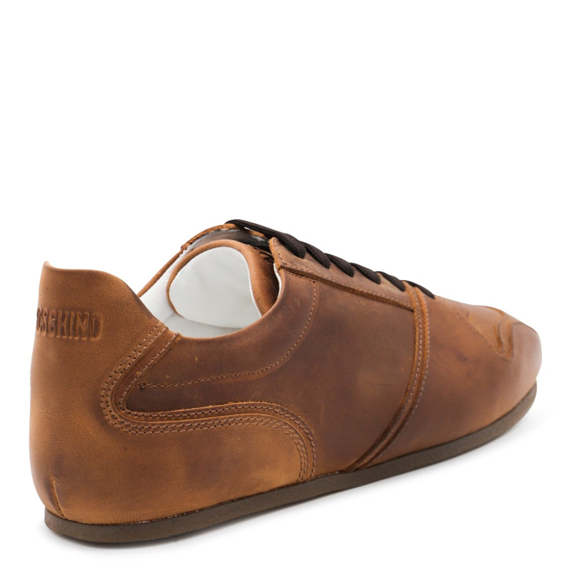 Moschino Brown Leather Sneakers