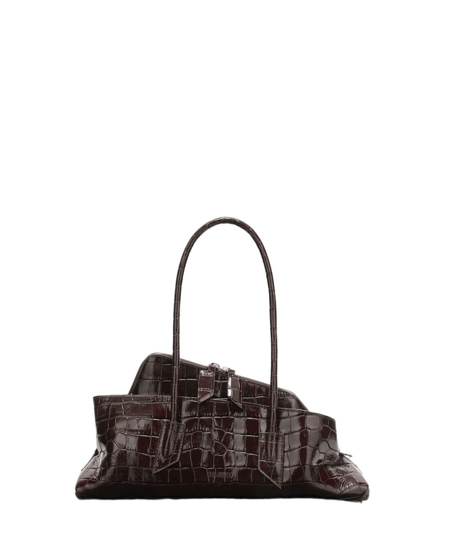 The Attico Glossy Crocodile-Embossed Small Handbag With Double Top Handles