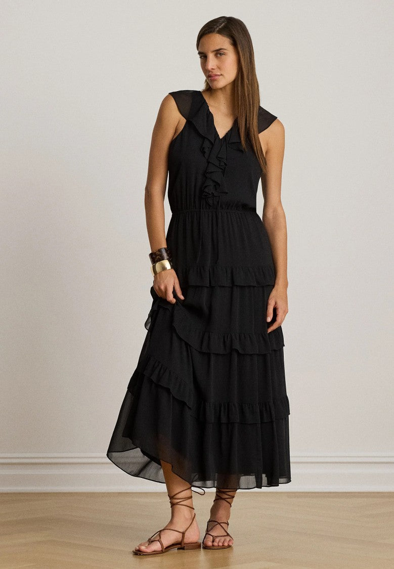 Lauren Ralph Lauren Sleeveless Ruffled Tiered Midi Dress