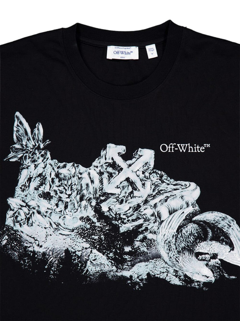 Off-White Contrast Logo Print Black Cotton T-Shirt
