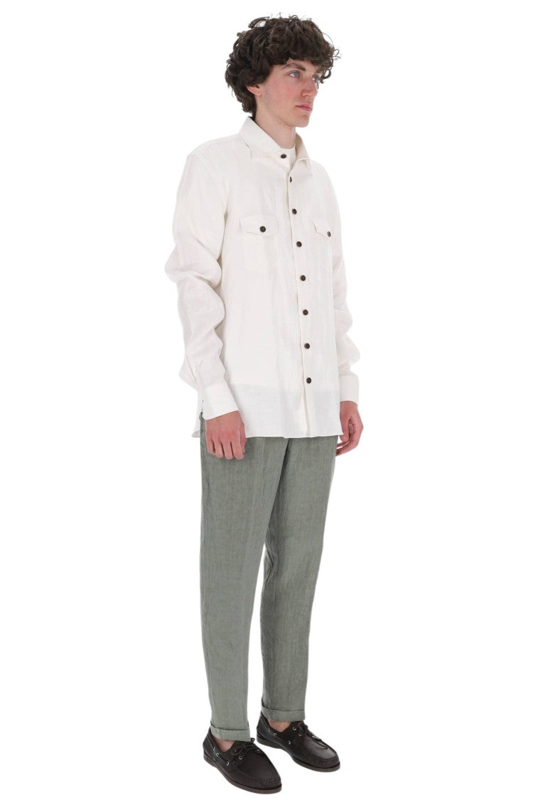 Borriello White Nigel Pure Linen Overshirt Jacket