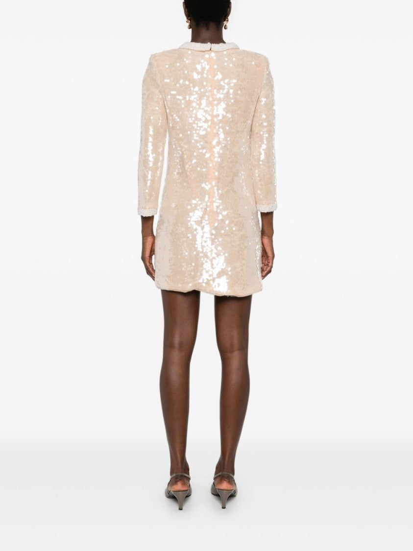 Self-Portrait Sequin Pearl-Trim Mini Dress