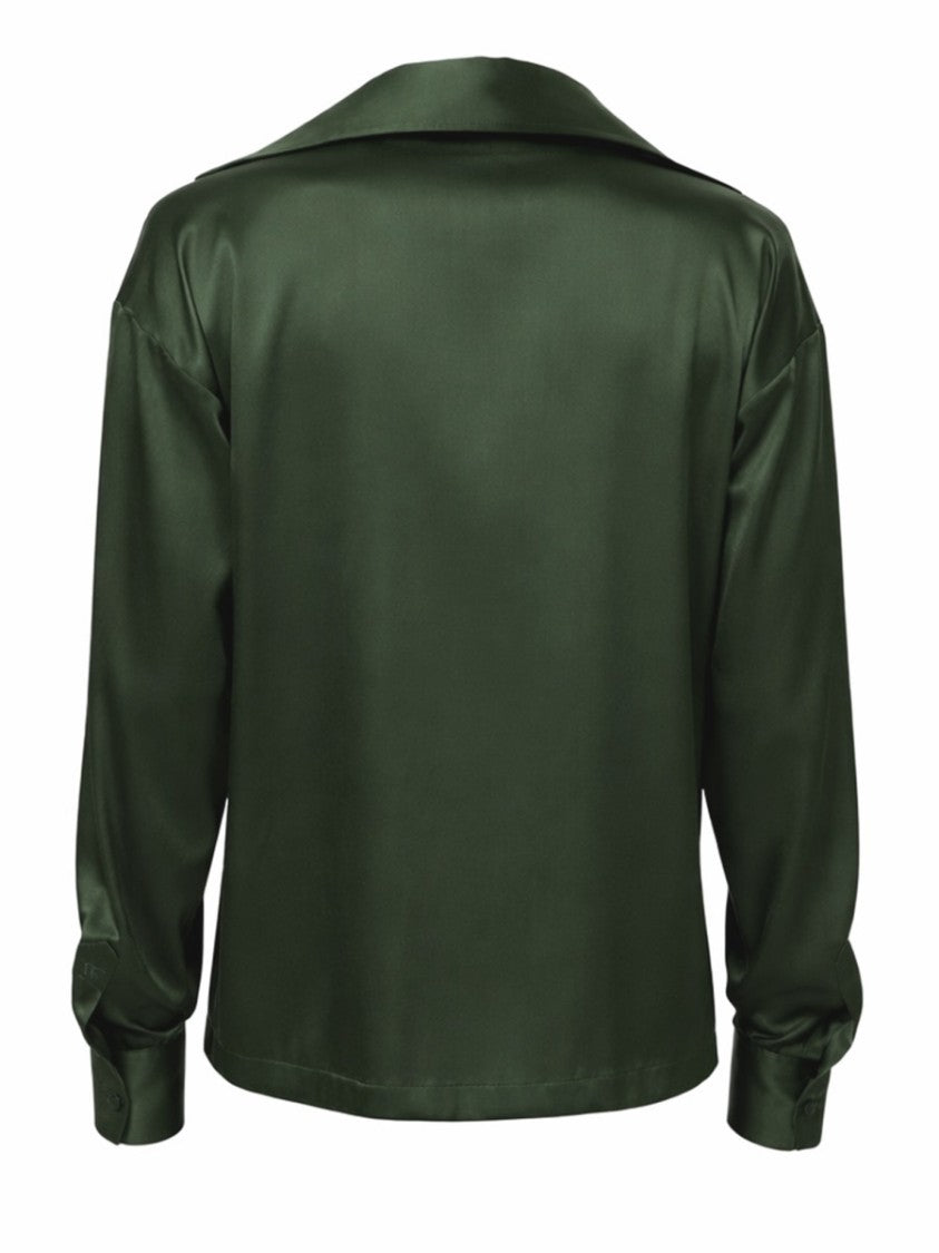 Tom Ford Deep Green Smooth Satin Finish V-Neck Shirt