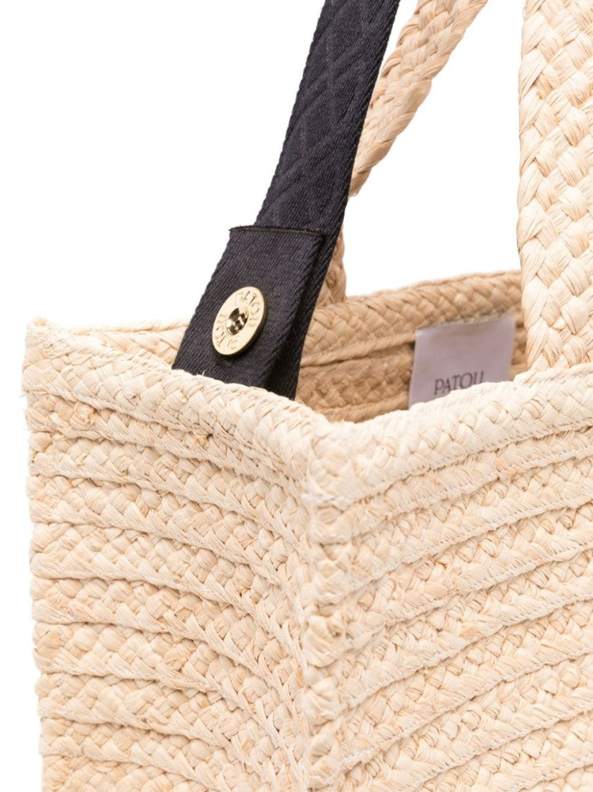 Patou Textured Vanilla White Raffia Handbag