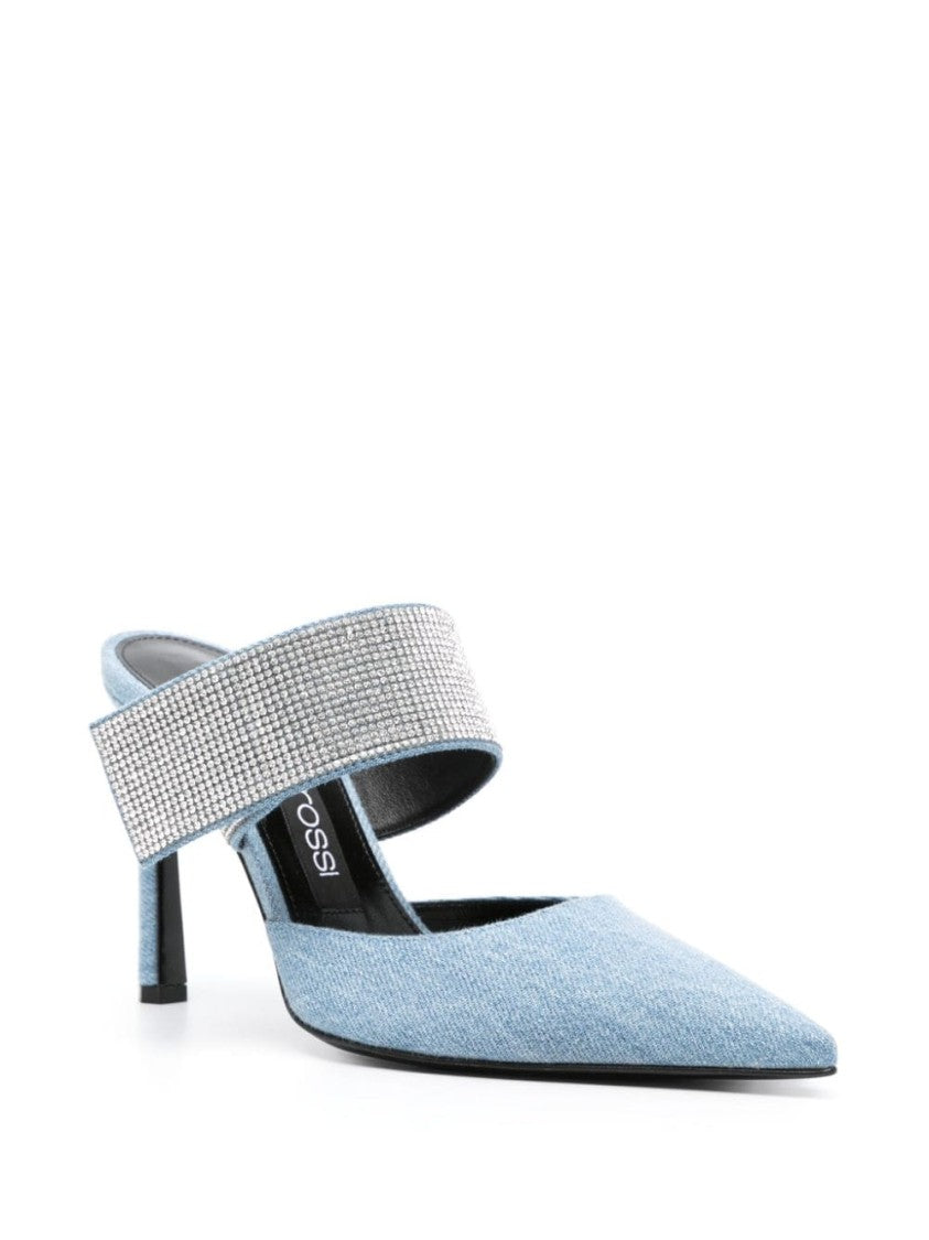 Sergio Rossi Rhinestone-Embellished Pointed Toe Mules