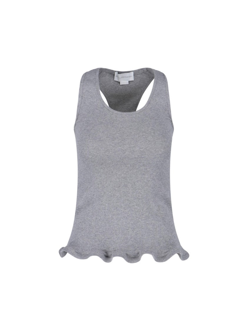 Stella Mccartney Grey Sleeveless Ruffled Hem Tank Top