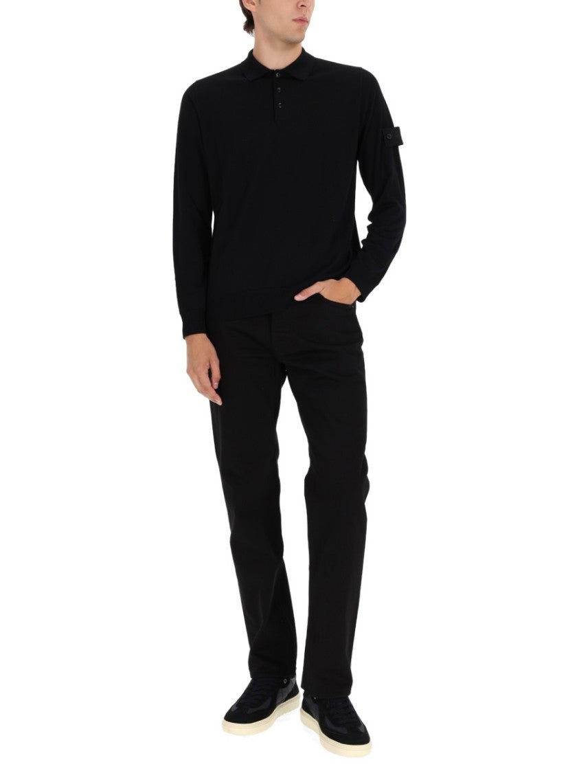 Stone Island Straight-Leg Black Trousers With Five-Pocket Design