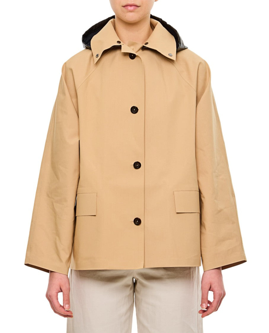 Kassl Editions Short Beige Trench Coat With Removable Hood
