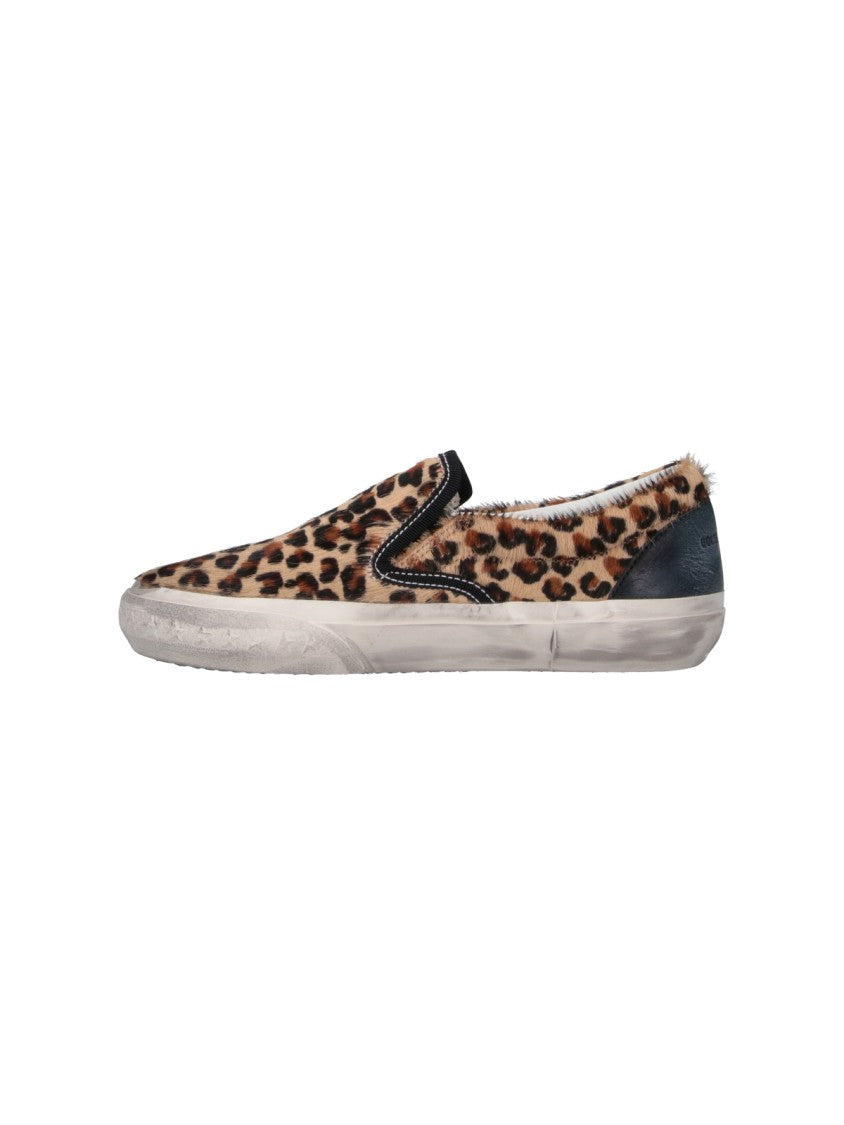 Golden Goose Leopard Print Slip-On Sneakers With Textured Finish